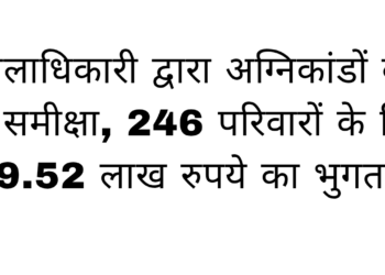 जिलाधिकारी द्वारा अग्निकांडों की गई समीक्षा, 246 परिवारों के लिए 29.52 लाख रुपये का भुगतान